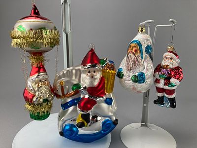 Department 56 Glass Christmas Ornaments Set. Set of four handblown glass Christmas ornaments by 