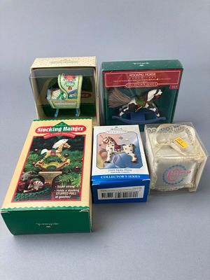 Hallmark Keepsake Christmas Ornament Set. Hallmark Keepsake Christmas ornaments and stocking 