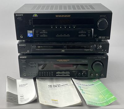 Sony Audio/Video Component System with Manuals. Sony audio/video component system featuring a 
