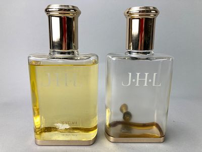 Pair of JHL Glass Factice Display Bottles. Pair of JHL glass factice display bottles. Both 