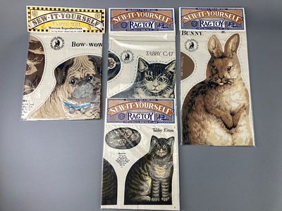 The Toy Works, Inc. Sew-It-Yourself Cloth Toy Kits. Four packages of "Sew-It-Yourself" cloth toy 