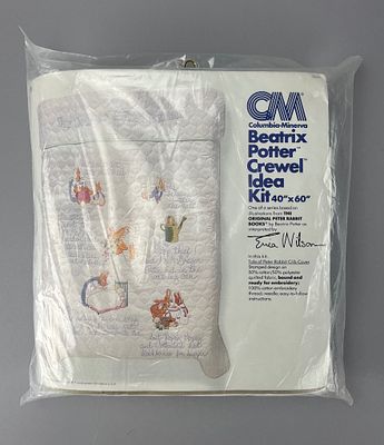 Columbia-Minerva Beatrix Potter Crewel Idea Kit featuring a Peter Rabbit design. This kit 