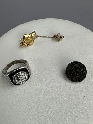 14K Lansing High School Pin and LHS Silver Ring. 1928 LHS gold pin is marked Detroit 14K and 