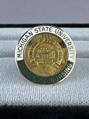10K Yellow Gold MSU School of Nursing Pin. Michigan State University School of Nursing pin 