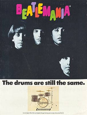 1970s Ludwig & Broadway Musical Beatlemania Promotional Poster. 1970s Promotional advertising 
