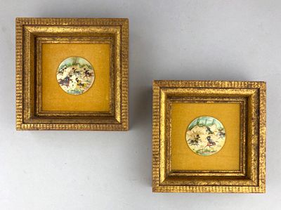 Pair of Framed Persian Miniature Paintings w/ Hunt & Polo Scenes. Pair of framed Persian 