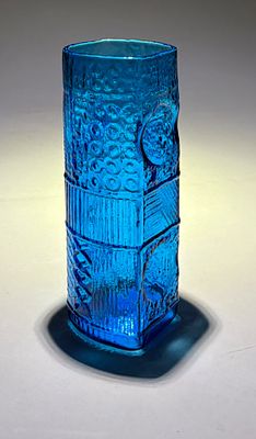 Joel Myers (AM b 1934) Blenko Glass 6949 Turquoise Pillar Vase 12-3/8". Joel Philip Myers 
