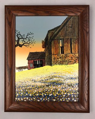 H. Hargrove (IT/AM, b. 1941) Framed Serigraph of a Barn Wagon & Field. H. Hargrove (born "Nicolo 