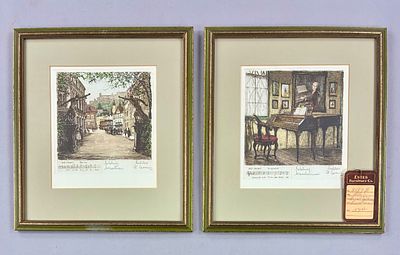 Pair of Herta Czoernig-Gobanz (AUT, 1886-1970) Mozart Colored Etchings. Herta Czoernig-Gobanz 