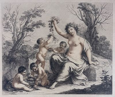 After F. Bartolozzi (ITA, 1727-1815) Engraving "Flora & Cherubs". After Francesco Bartolozzi 