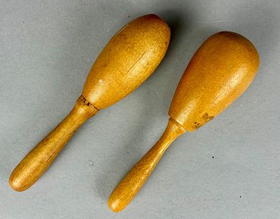 Two Antique Hardwood Sock Darning Eggs or Handled Darners. Two antique wood sock darning eggs 