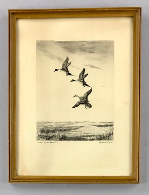 Roland Clark (AM, 1874–1957) Framed Duck Print "Wings of the Morning". Roland Clark (American 