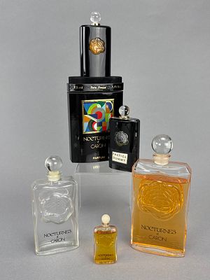 Caron Nocturnes Perfume Bottle Collection, 1980s Display Examples. Collection of Nocturnes de 