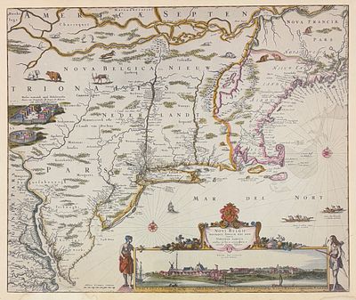 20th Century Reproduction of 17th Century East Coast America Map. This is a 20th century 