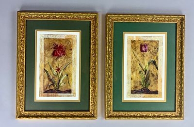 Pair of Framed Botanical Prints in Gilt Frames. Pair of framed botanical prints, featuring a 