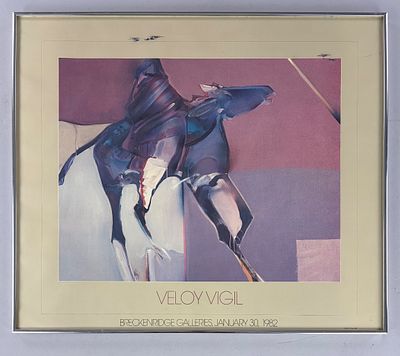 Veloy Vigil (AM 1931-1997) 1982 Breckenridge Gallery Exhibition Poster. Veloy Vigil (American 
