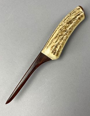 Antler-Handled Letter Opener with Wood Blade. Antler-handled letter opener with a wooden blade. 