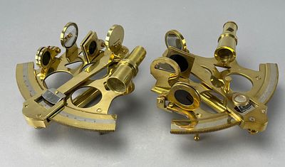 Brass Nautical Measurement Tools with Optical Components. Pair of brass nautical measurement 