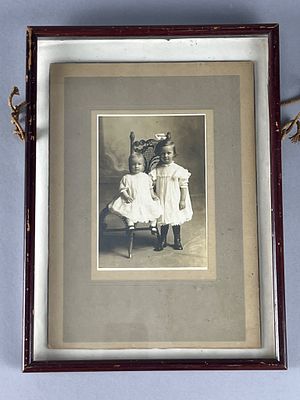 Framed Black and White Photograph of Two Children, 1910. Framed black and white photograph of 