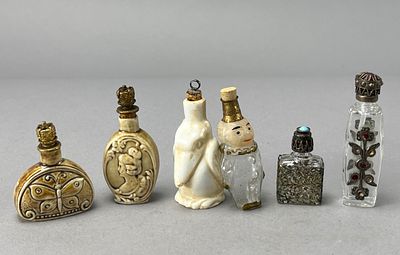Group of Six Miniature Perfume Bottles in Varied Designs. Group of six decorative miniature 