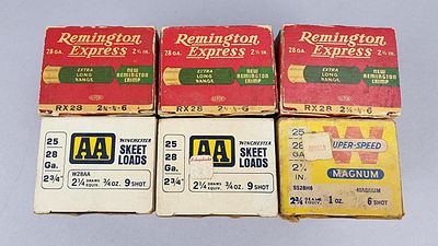 Mixed 28 Gauge Shotgun Shells 140 Shots. Lot comprises 140 rounds of 28 gauge shotshell 