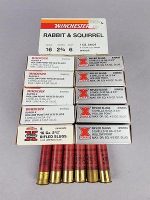 Winchester 16 GA. Shotgun Shells 70 Shots. A 70-round group of vintage 16 gauge, 2 3/4-inch 