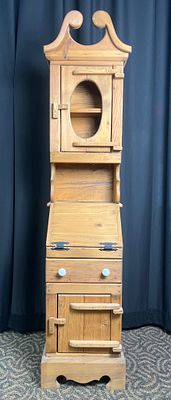 Handcrafted Rustic Pine Secretary Desk and Cupboard. Tall, narrow secretary cupboard in a 