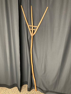 Vintage Three-Tine Wooden Hay Fork. Vintage three-tine wooden hay fork with a long shaped handle 