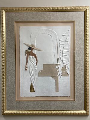 Barnes Signed Art Deco-Style Cast-Paper Fashion Relief. Signed "Barnes" cast-paper relief 
