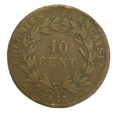 צרפת -לואי פיליפ מטבע - ברונזה - 10 סנטימיס משנת 1843