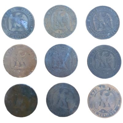 צרפת נפוליאון III - 10 סנטימיס ברונזה - לוט 9 יחידות שנים שונות