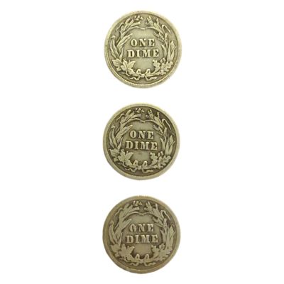 ארצות הברית barber dime לוט 3 מטבעות משנים 1914-1915-1916 מכסף 0.900
