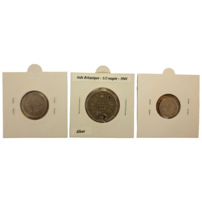 הודו הבריטית 3 מטבעות 1/2+1/4 רופי ו 2 אניאס 1917 מכסף משקל כולל 16 גרם