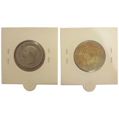 יוון 2 מטבעות כסף 0.835 בעריך 1 ו 20 דרכמ משנת 1911+1960 במשקל כולל של 12.5גרם