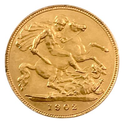 אנגליה מטבע זהב בעריך חצי פאונד ( half sovereign) Edward משנת 1892 מזהב 0.917 במשקל 4 גרם