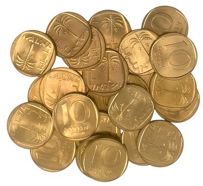 ישראל לוט 25 מטבעות בעריך 10 אגורות משנת 1969 במצב חדש