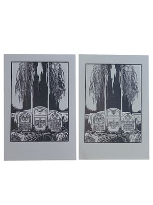 יודאיקה ישראל 2 גלויות של משה ליליאן "שירי הגטו" בגודל 106*151 מ"מ