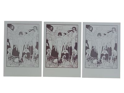 יודאיקה ישראל 3 גלויות של משה ליליאן "שירי הגטו" בגודל 106*151 מ"מ