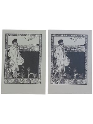 יודאיקה ישראל 2 גלויות של משה ליליאן "שירי הגטו" בגודל 106*151 מ"מ