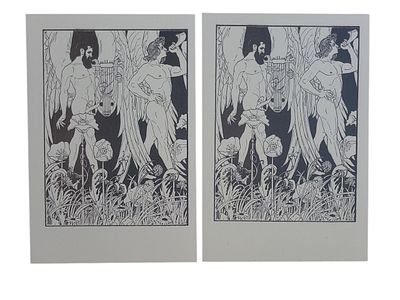 יודאיקה ישראל 2 גלויות של משה ליליאן "שירי הגטו" בגודל 106*151 מ"מ