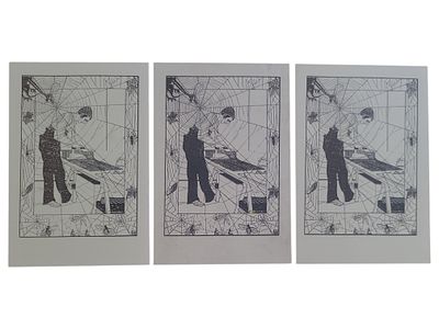 יודאיקה ישראל 3 גלויות של משה ליליאן "שירי הגטו" בגודל 106*151 מ"מ