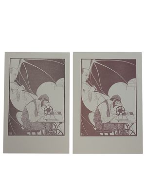 יודאיקה ישראל 2 גלויות של משה ליליאן "שירי הגטו" בגודל 106*151 מ"מ