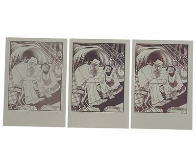 יודאיקה ישראל 3 גלויות של משה ליליאן "שירי הגטו" בגודל 106*151 מ"מ