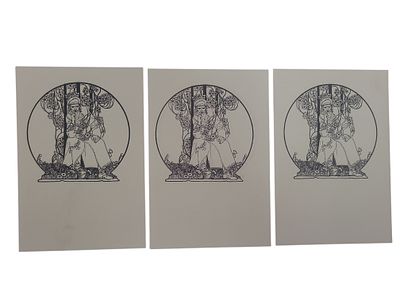 יודאיקה ישראל 3 גלויות של משה ליליאן "שירי הגטו" בגודל 106*151 מ"מ