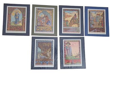 יודאיקה ישראל 6 הדפסים מוצמדים ללוח מיועד של זאב רבן בגודל 142*182 מ"מ. ההדפסים בגודל 110*152 מ"מ