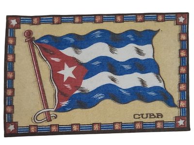 גרמניה דגל פרסום מבד סיגריות מנולי "דגל קובה" משנת 1912-14 בגודל 13.9*21.1 ס"מ