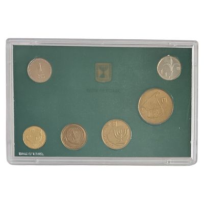 ישראל החברה למדליות ומטבעות סט מטבעות הכולל 6 מטבעות, כולל מטבע שקל רמב"ם משנת 1986-1988