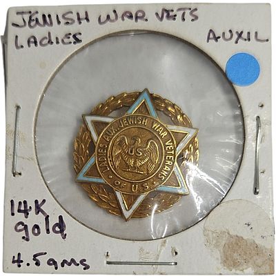 סיכת נשים JWVA מלחמת העולם 14K זהב 4.5 גרם עם מגן דוד ונשר