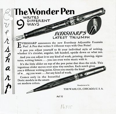 עט ציפורן ועט נובע שני פריטי פרסומת: 1. גלויה פרסומת מסחרית, מתחילת שנות ה-20, נשלחה לאחים 