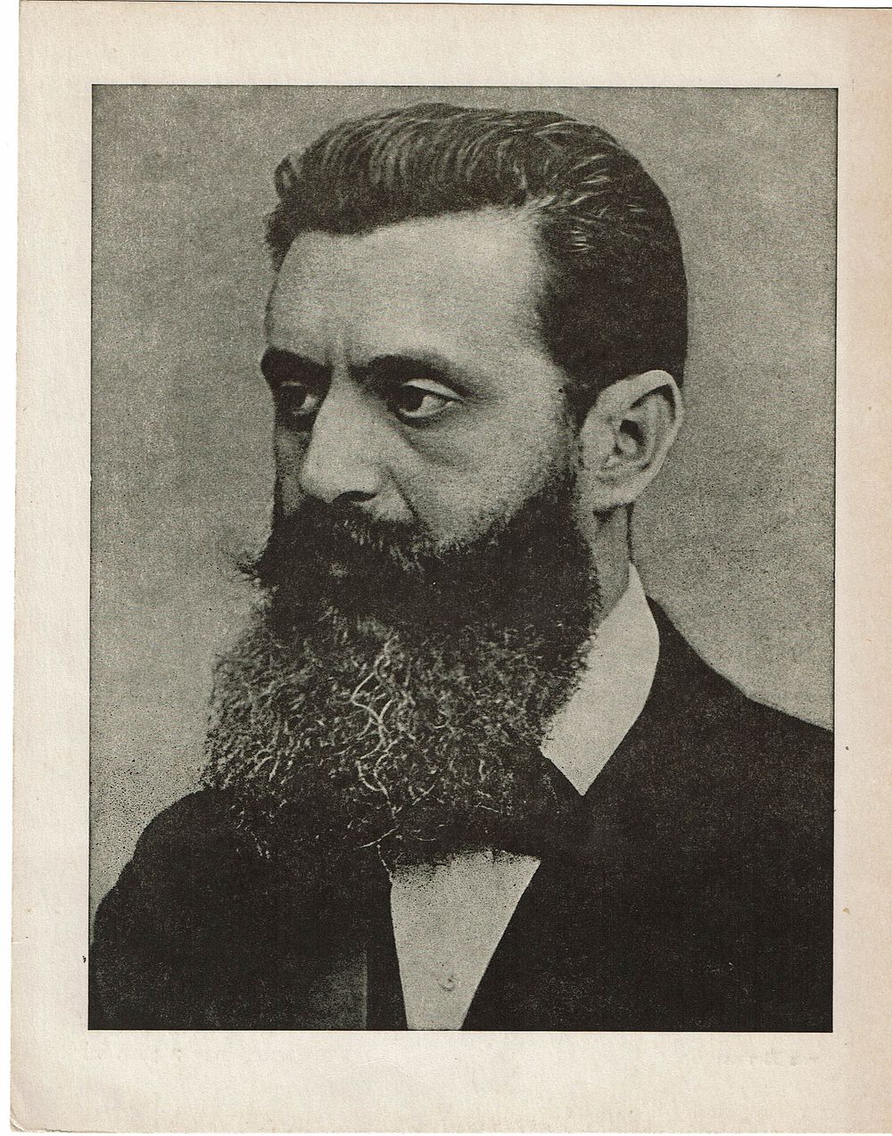 דיוקן הרצל על גבי דף קרטון בהוצאת "הועד הארצי של הקרן הקיימת לישראל", שנות הארבעים(?) המחיר 50 